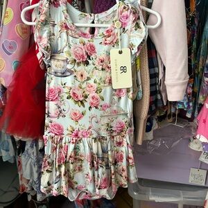 Cream and White Casual Sundress with Flutter Cap Sleeves